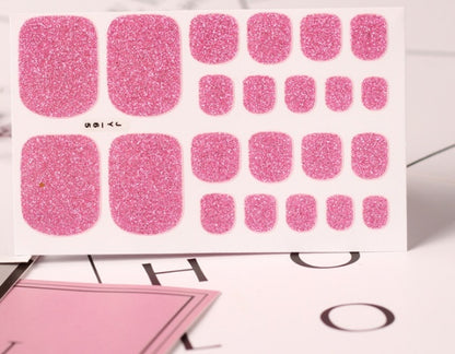 22 Nagelsticker, einfarbig grün, Zwiebelpuder, Fußsticker