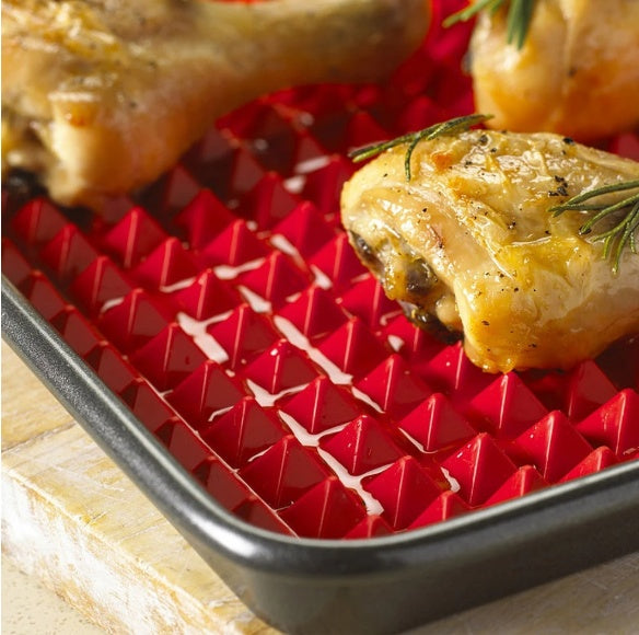 Antihaft-Silikon-Pyramiden-Kochmatte, Backmatte mit Gitter, vielseitig einsetzbar im Ofen oder am Grill, hitzebeständig, Küchenhelfer, Küchengeräte