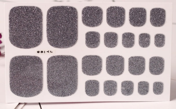 22 Nagelsticker, einfarbig grün, Zwiebelpuder, Fußsticker