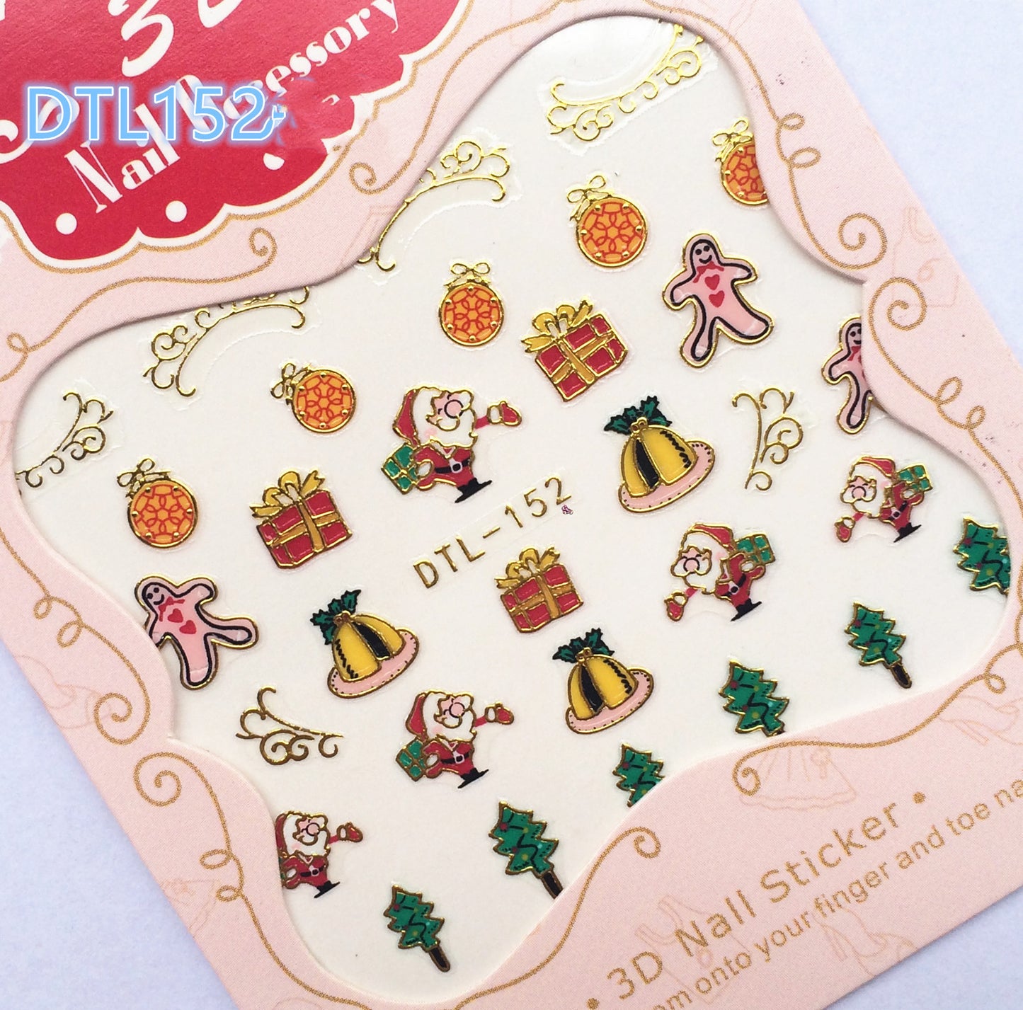 3D-Weihnachtsnagelaufkleber