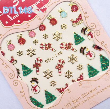3D-Weihnachtsnagelaufkleber