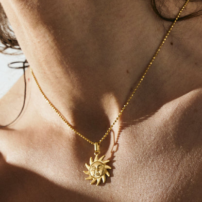 Glowing Sun Earring Pendant - Matte Gold Plated Sterling Silver