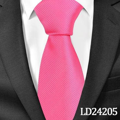 Klassisches, schlichtes Krawatten-Set aus Polyester mit Nadelstreifen, 6 cm breit, einfarbig, aus Leinen und Baumwolle, inklusive Krawattennadel und Verschluss. Dieses Set ist ein modisches Accessoire für Herrenbekleidung.