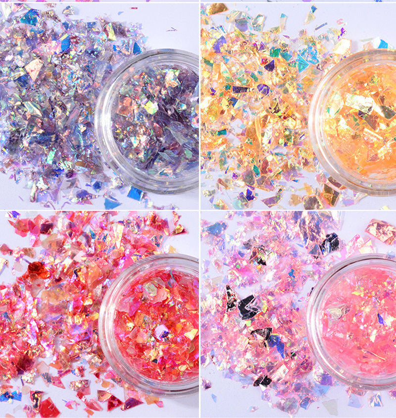 12 Farben Nagelkunst buntes Muschelpapier