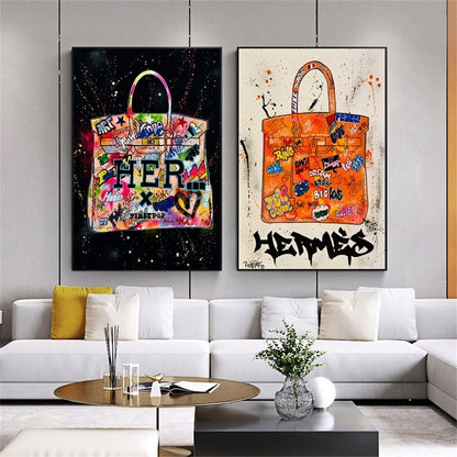 Moderne Graffiti-Taschen, Leinwandbilder, abstrakte Poster und Wandkunst – beliebte Dekorationen fürs Wohnzimmer