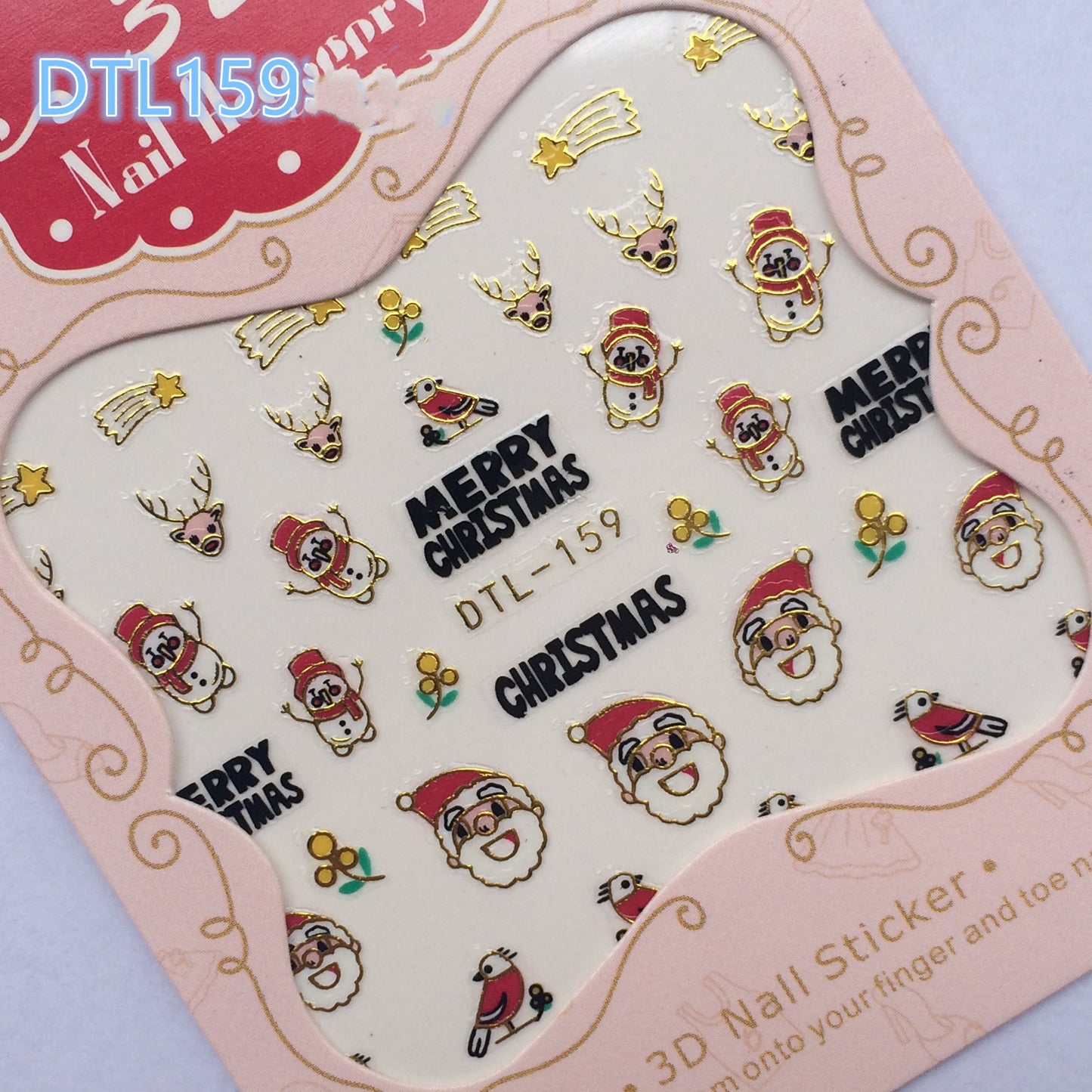 3D-Weihnachtsnagelaufkleber