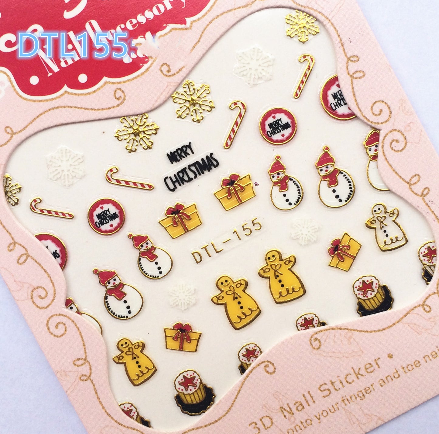 3D-Weihnachtsnagelaufkleber