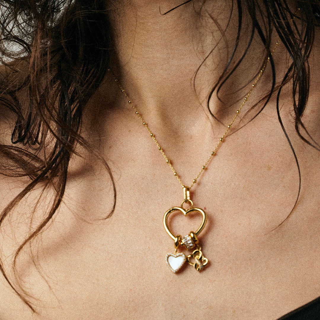 Romance - Dangle Charm 4 mm with Bracelet - Gold-Plated Sterling Silver with 24 Cubic Zirconia