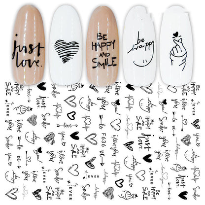 Black and White Flower Geometric Nail Sticker