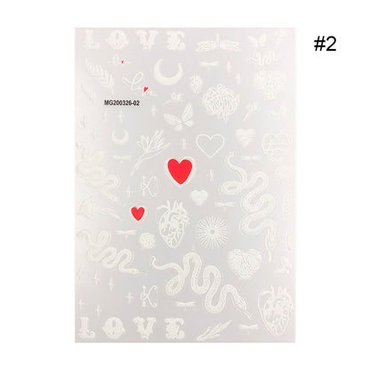 Nagelsticker-Applikation, 3D-Schlangen-Sticker, Nude-Motiv, Schwarz-Weiß, 2-farbiger Nagelsticker-Ornament