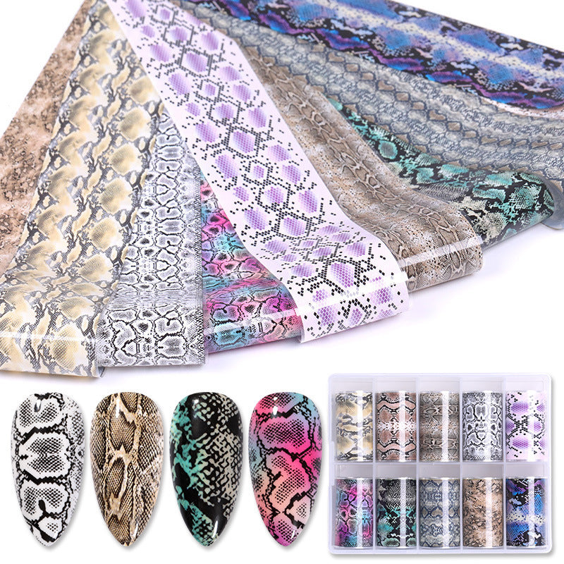 Klassisches Maniküre-Nagelsticker-Set mit Schlangen- und Sternenmotiven