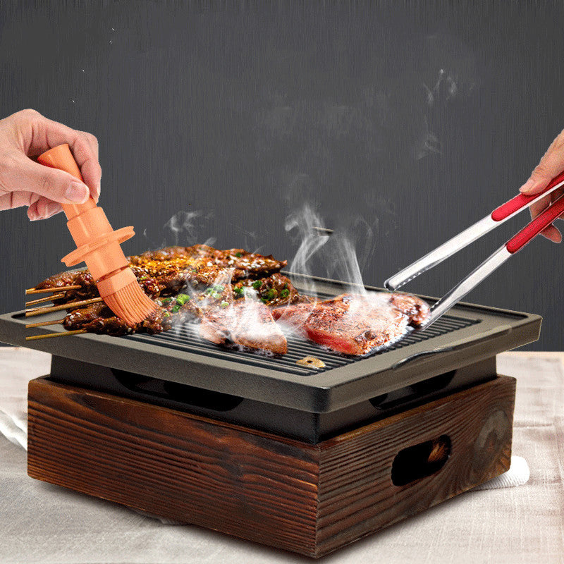 Grillpfanne mit Holzsitz im koreanischen Stil, rauchfreier Haushalt