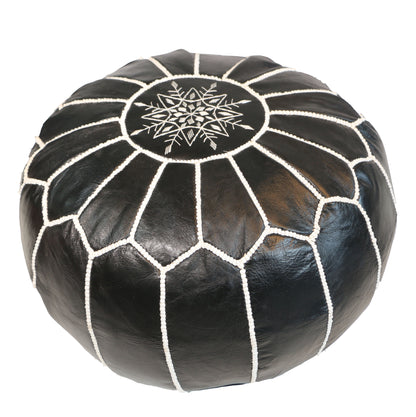 Marokkanischer Leder-Pier, handbestickter Schaffell-Futon