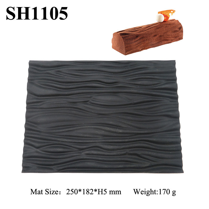 Silikon-Kuchenform für Mousse-Rollen, gewebte herzförmige Holzmaserung, Kaffeerauten-Matte