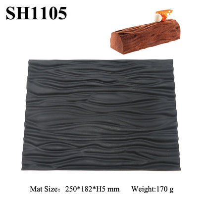 Silikon-Kuchenform für Mousse-Rollen, gewebte herzförmige Holzmaserung, Kaffeerauten-Matte