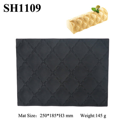 Silikon-Kuchenform für Mousse-Rollen, gewebte herzförmige Holzmaserung, Kaffeerauten-Matte
