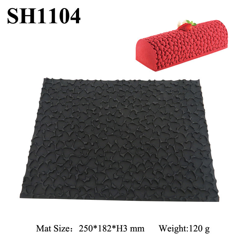 Silikon-Kuchenform für Mousse-Rollen, gewebte herzförmige Holzmaserung, Kaffeerauten-Matte