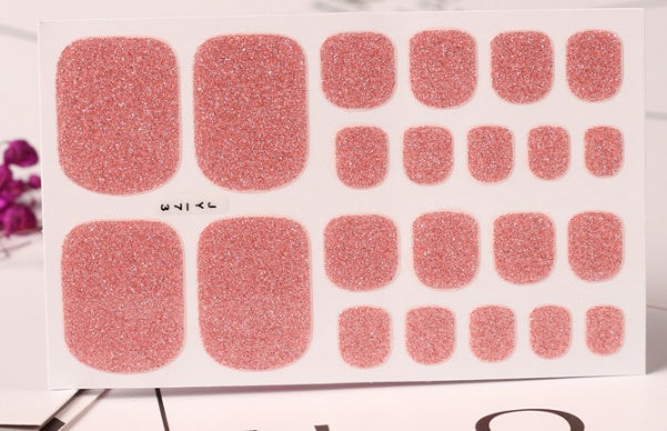 22 Nagelsticker, einfarbig grün, Zwiebelpuder, Fußsticker