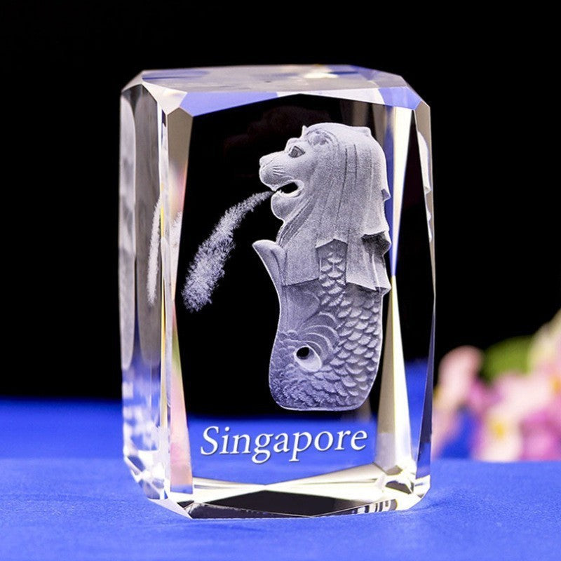 Interior Carving 3D Animal Series Crystal Statue Tourist Souvenir