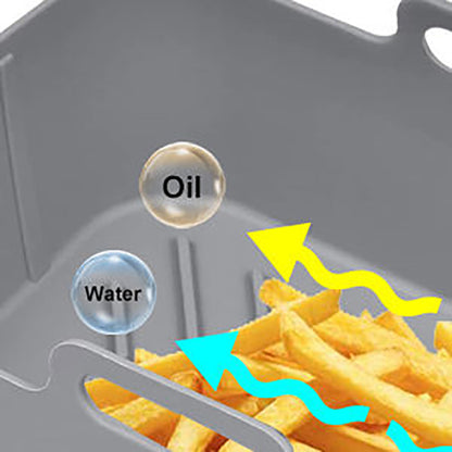 Silikon-Einsatz für Heißluftfritteuse mit Griff, wiederverwendbarer Einsatz, hitzebeständiger Korb, rechteckiges Backzubehör für Fritteuse, Backofen und Mikrowelle 