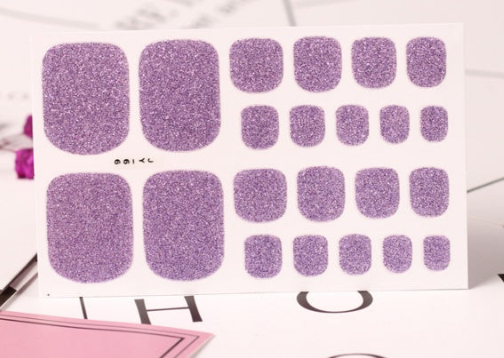 22 Nagelsticker, einfarbig grün, Zwiebelpuder, Fußsticker