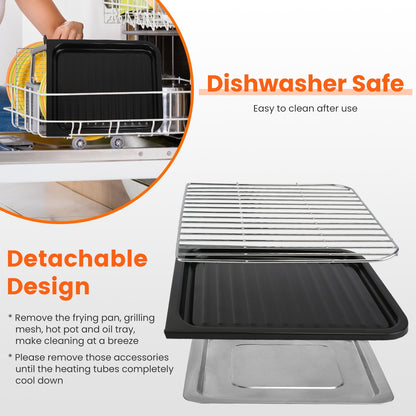 1Pc 3 In 1 Electric Hot Pot With Grill 1600W Smokeless Non-Stick Korean BBQ Grill Shabu Shabu Hot Pot Combo With Independent Temperature Control For 3-5 People Fedex Shipping