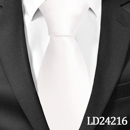 Klassisches, schlichtes Krawatten-Set aus Polyester mit Nadelstreifen, 6 cm breit, einfarbig, aus Leinen und Baumwolle, inklusive Krawattennadel und Verschluss. Dieses Set ist ein modisches Accessoire für Herrenbekleidung.