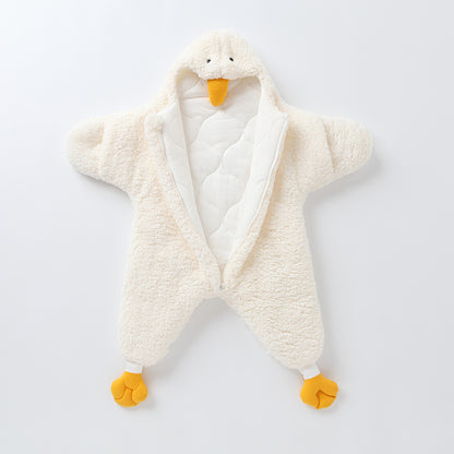Little Yellow Duck Baby Wrapped with Lamb Fleece Thickened Newborn Baby Wrapped with Anti Startle Sleeping Bag for Newborn