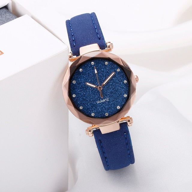 Ladies fashion Korean Rhinestone Rose Gold Quartz Watch Female