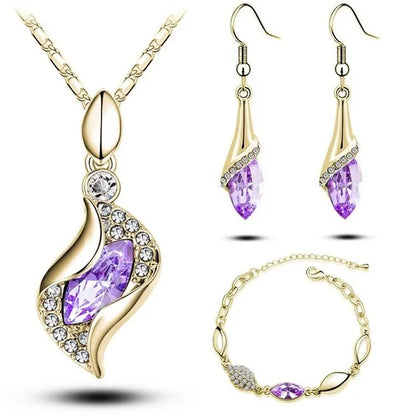 A Gold Filled Colorful Austrian Crystal Drop Jewelry Sets