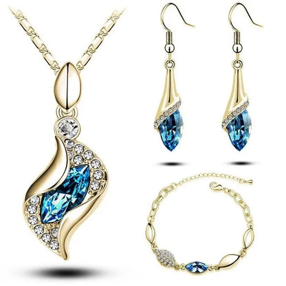 A Gold Filled Colorful Austrian Crystal Drop Jewelry Sets