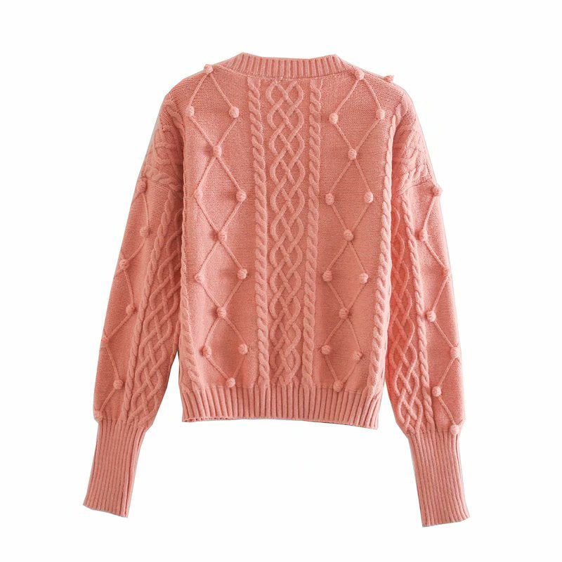 Three-dimensional Yarn Ball Twist Knit Sweater Sling