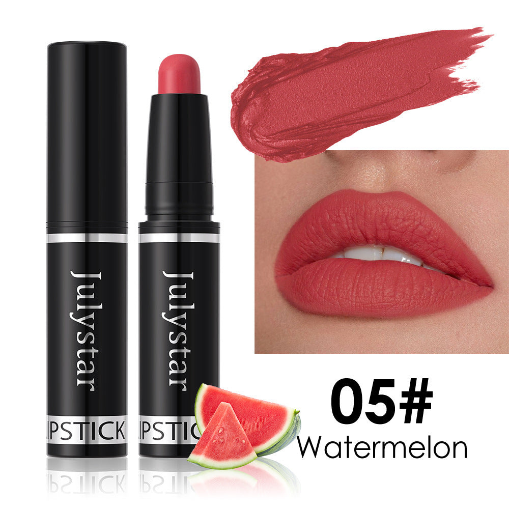 Lippenstift mit mattem Finish, drehbar, samtig, langanhaltend, hinterlässt keine Flecken auf dem Becher
