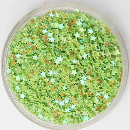 3 mm großer Nagelflicken mit fünfzackigem Stern und Pailletten