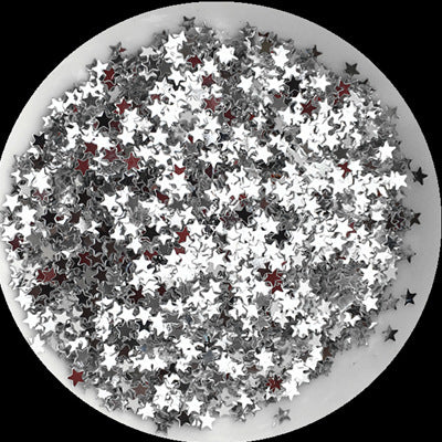 3 mm großer Nagelflicken mit fünfzackigem Stern und Pailletten