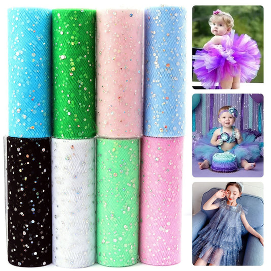 Paillettenbesetzter Netzgarn-Gaze-Schal mit kleinen Punkten