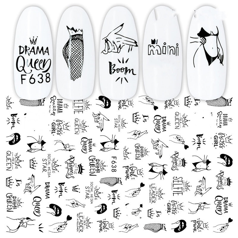 1 Stück Blumen Rosenrot Schwarz Schieber Klebedekoration Nagelkunst Aufkleber Russisches Design 3D Klebeschieber Aufkleber