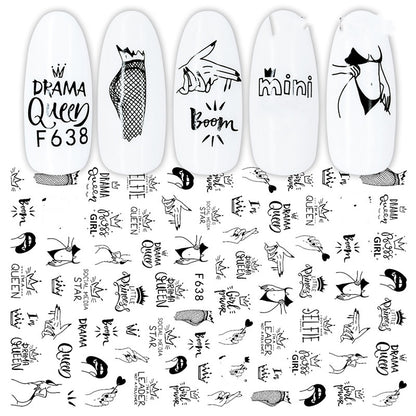 1 Stück Blumen Rosenrot Schwarz Schieber Klebedekoration Nagelkunst Aufkleber Russisches Design 3D Klebeschieber Aufkleber