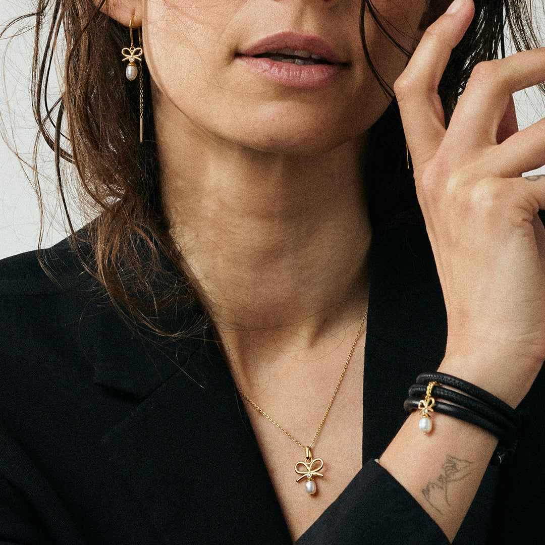 Celebrate Hænger Charm 6 mm Til Armbånd - Blankpoleret Forgyldt Sterling Sølv m. 1 Cubic Zirkonia