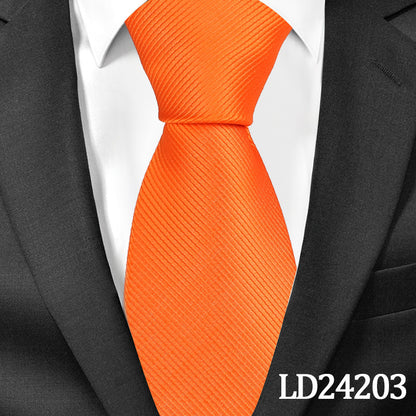 Klassisches, schlichtes Krawatten-Set aus Polyester mit Nadelstreifen, 6 cm breit, einfarbig, aus Leinen und Baumwolle, inklusive Krawattennadel und Verschluss. Dieses Set ist ein modisches Accessoire für Herrenbekleidung.