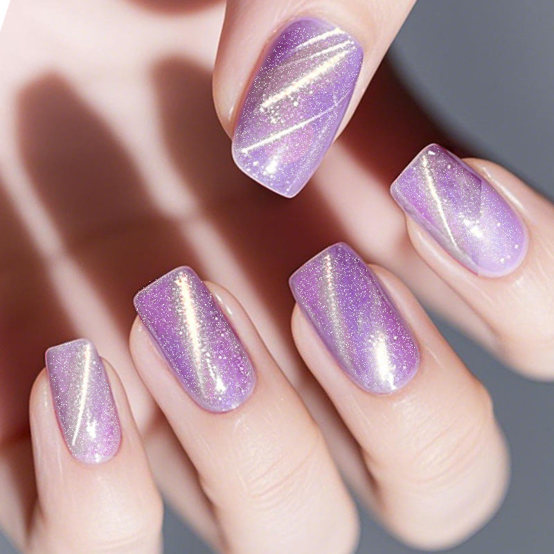 Neue Nagelapplikationen mit Zwiebelpuder-Katzenaugen-Motiv, 16 Fingernagelaufkleber