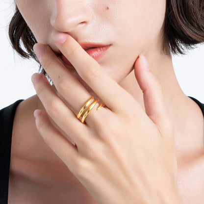 Spiral Line Rings For Women Gold Color Simple Ring Fashion Jewelry Stainless Steel Party