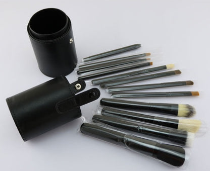 Niya Supply 12-teiliges Make-up-Set: Zylinderbürsten-Set, PU-Aufbewahrungstube, Make-up-Pinsel, Haarbürste, Augenbrauenstift