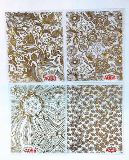 3D-Metalllinien-Nagelaufkleber in Hohlgold, selbstklebend