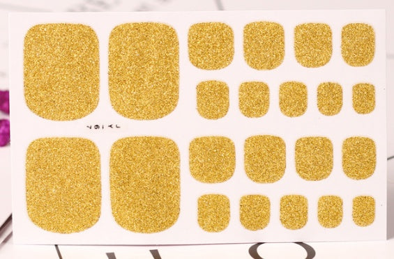 22 Nagelsticker, einfarbig grün, Zwiebelpuder, Fußsticker