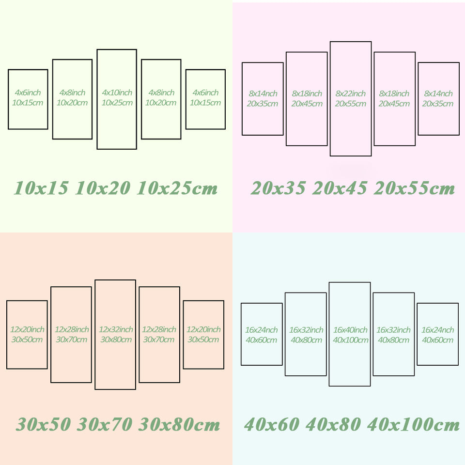 Sunset Beach Waves 5 Panel Wall Art HD