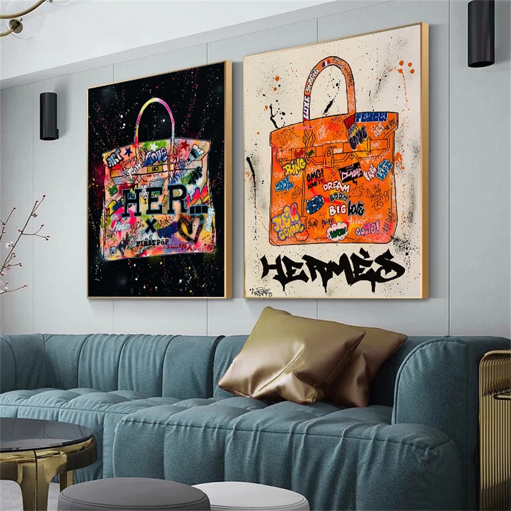 Moderne Graffiti-Taschen, Leinwandbilder, abstrakte Poster und Wandkunst – beliebte Dekorationen fürs Wohnzimmer
