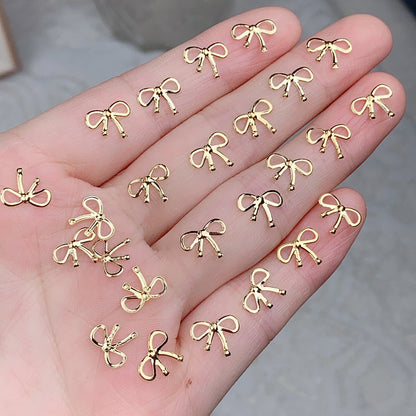 Alloy Bow Nail Ornament Light Luxury Advanced Bow Gold And Silver Nail Accessories