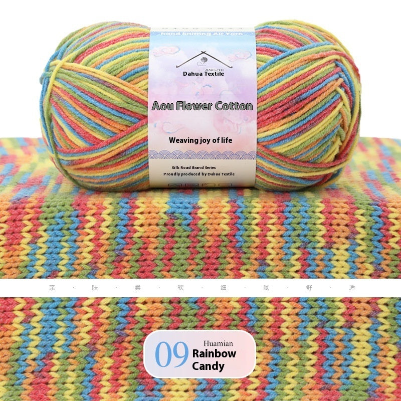 Doll Flower Cotton 4 Four-strand Combed Section Dyed Fancy Wool Ball Woven Doll Blanket Cushion Yarn Factory Wholesale