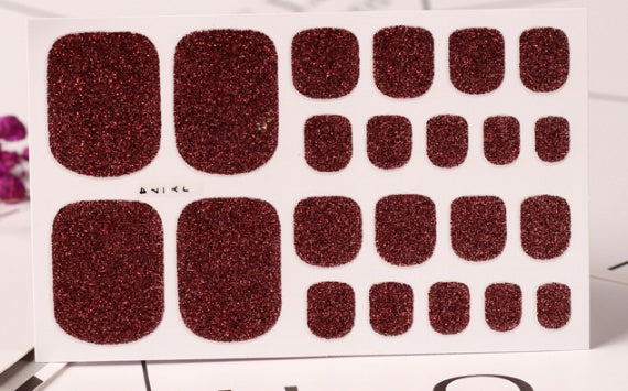 22 Nagelsticker, einfarbig grün, Zwiebelpuder, Fußsticker